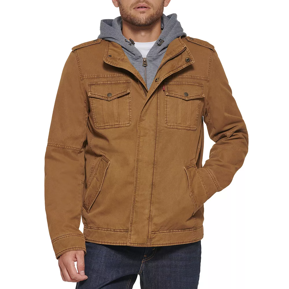 Men's Levi's® Washed Cotton Sherpa-Lined Hooded Trucker Jacket - Image 3