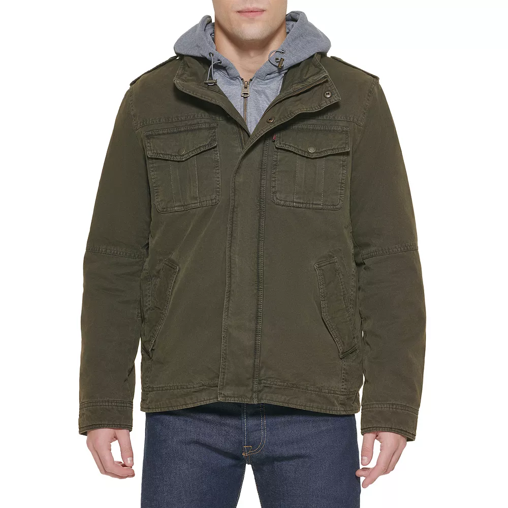 Men's Levi's® Washed Cotton Sherpa-Lined Hooded Trucker Jacket
