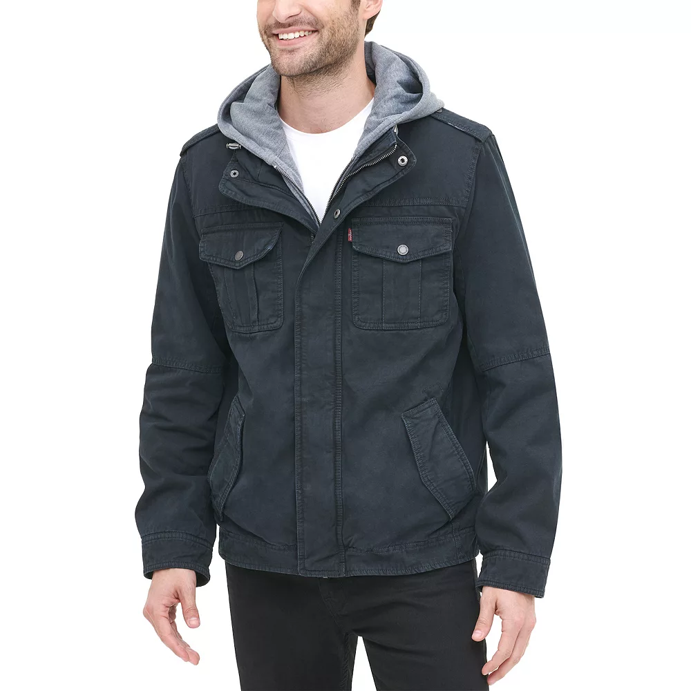 Men's Levi's® Washed Cotton Quilt-Lined Hooded Trucker Jacket - Image 2