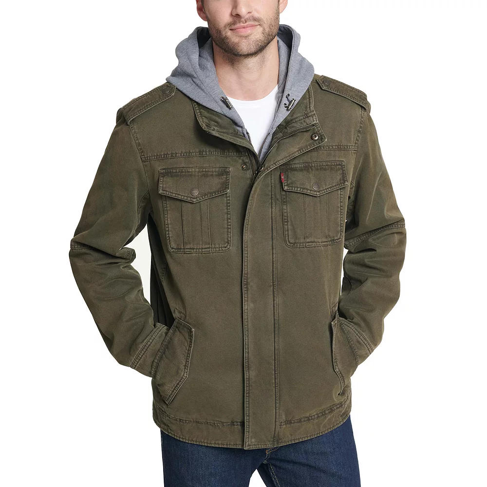 Men's Levi's® Washed Cotton Quilt-Lined Hooded Trucker Jacket - Image 3