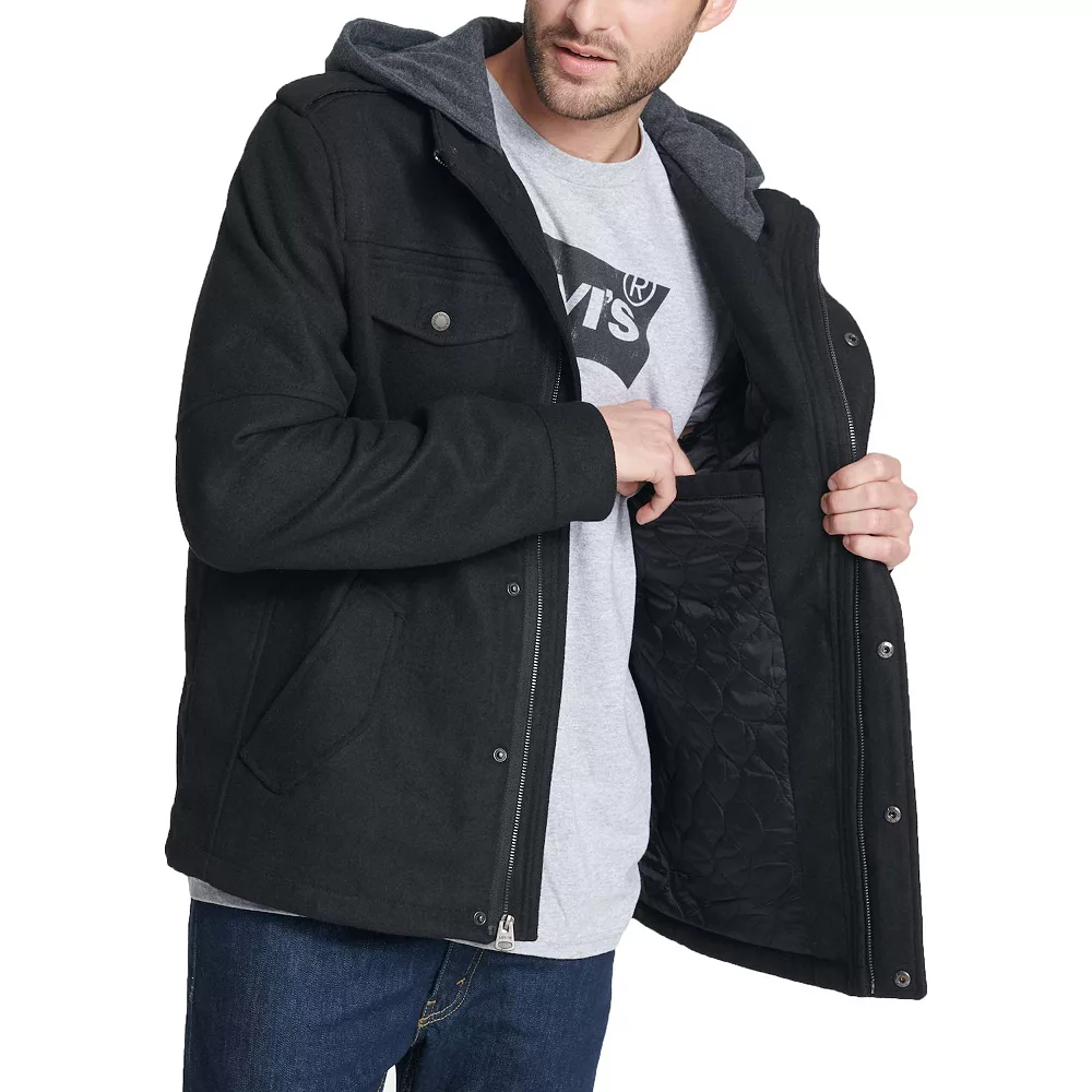 Men's Levi's Wool-Blend Hooded Military Jacket - Image 5