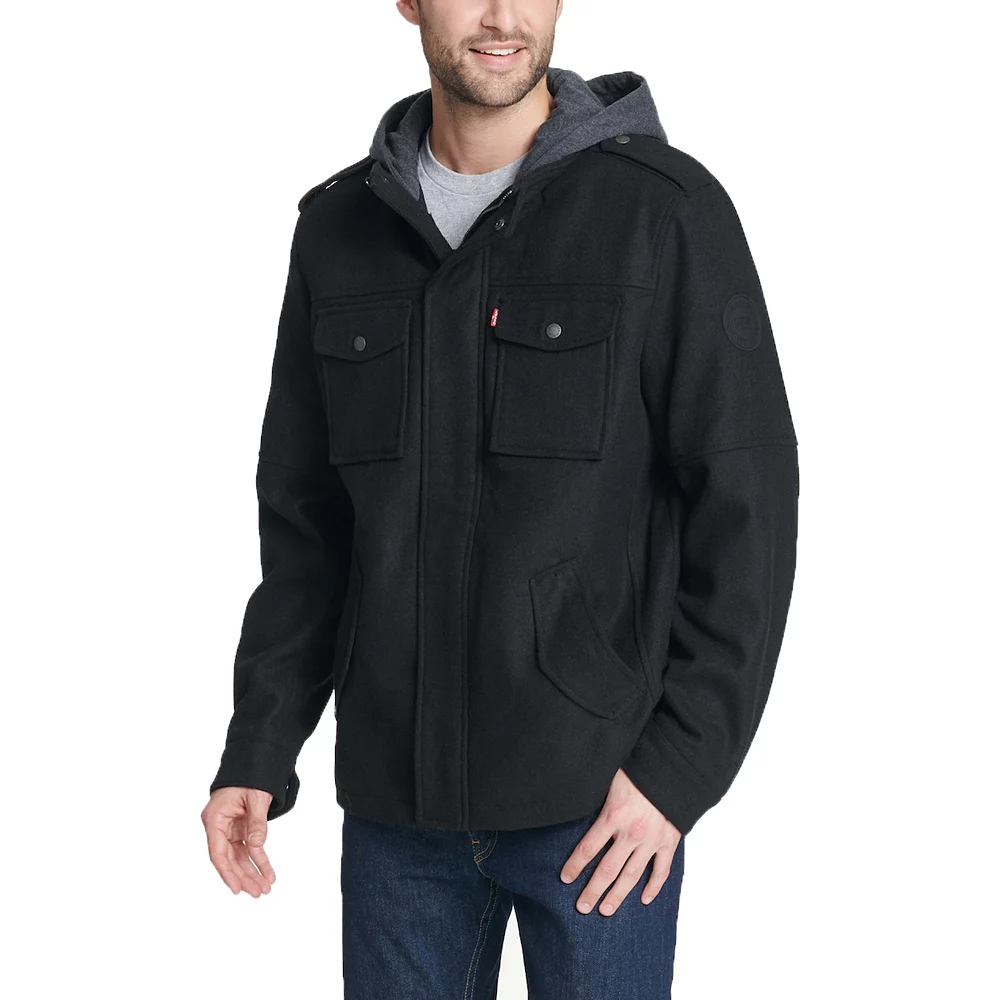 Men's Levi's Wool-Blend Hooded Military Jacket - Image 6