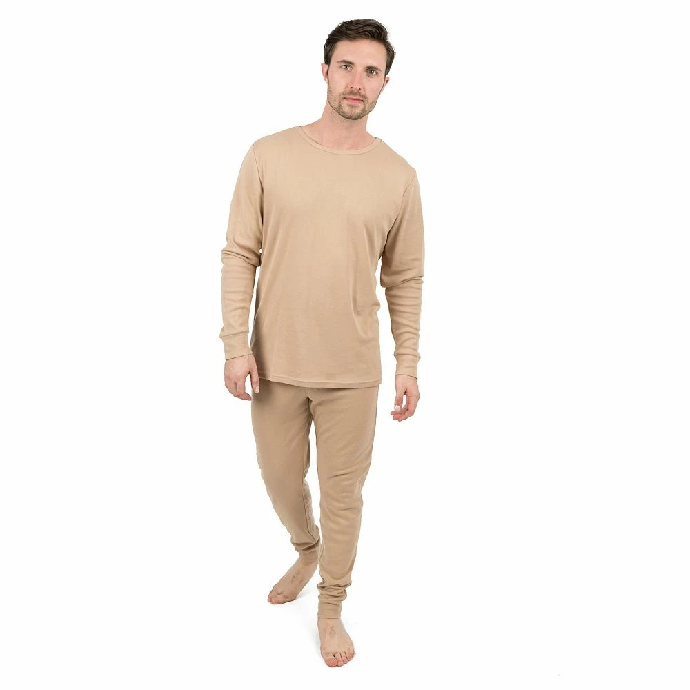 Leveret Mens Two Piece Cotton Pajamas Neutral Solid Color - Image 6