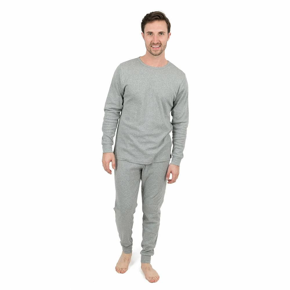 Leveret Mens Two Piece Cotton Pajamas Neutral Solid Color - Image 3