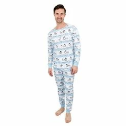Leveret Mens Two Piece Cotton Pajamas Penguin