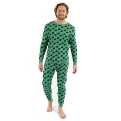 Leveret Mens Two Piece Cotton Pajamas Bunny Green