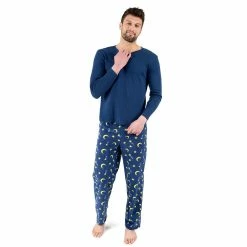 Leveret Mens Cotton Top and Fleece Pants Moon