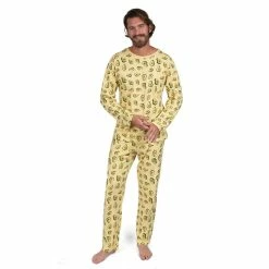 Leveret Mens Two Piece Cotton Loose Fit Pajamas Avocado