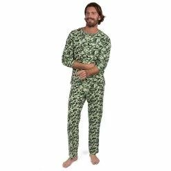 Leveret Mens Two Piece Cotton Loose Fit Pajamas Camouflage