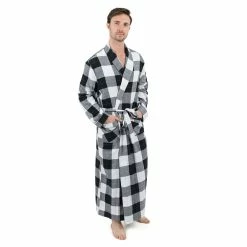 Leveret Mens Flannel Robe Plaid